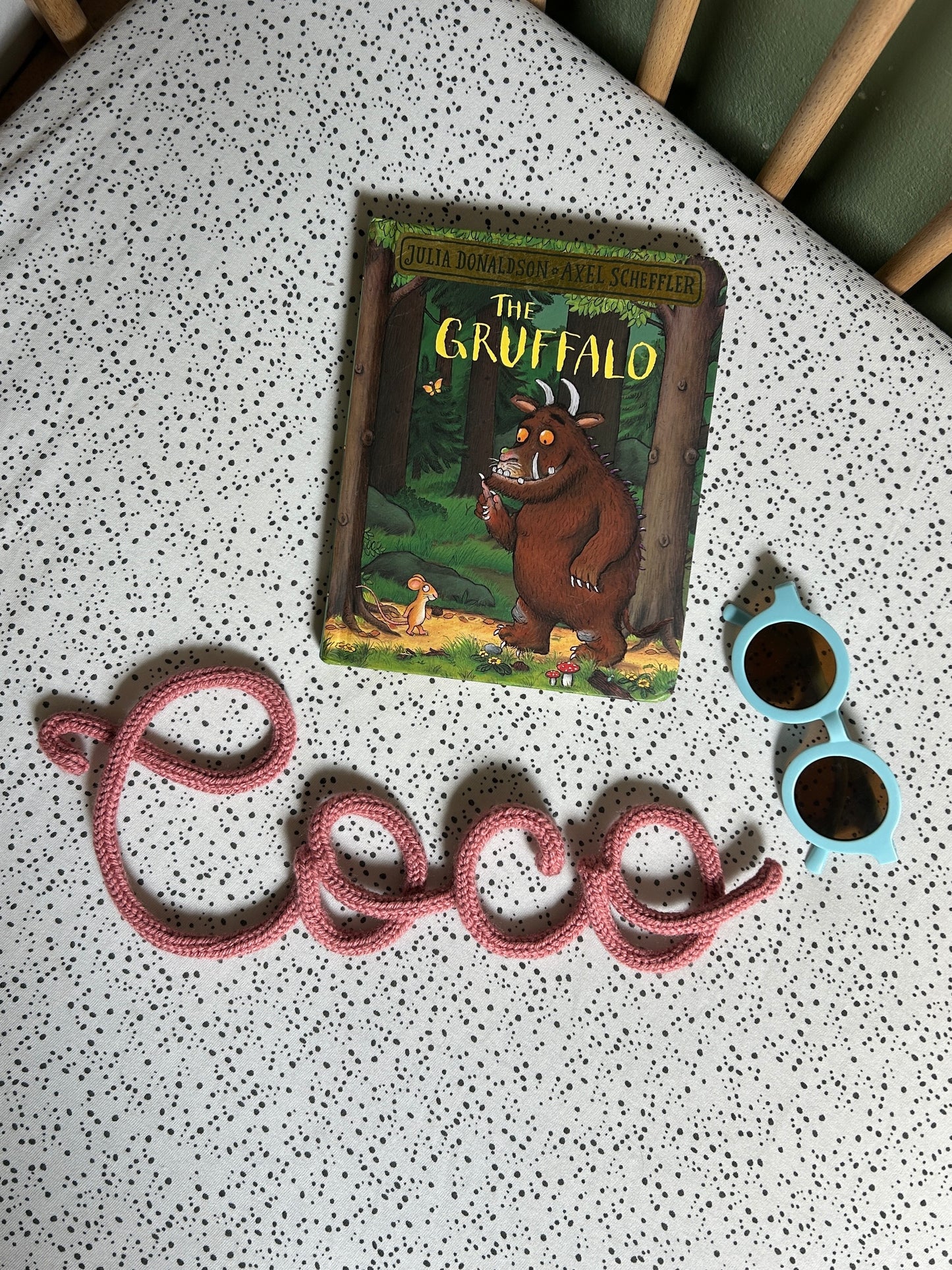 Knitted name wall hanging