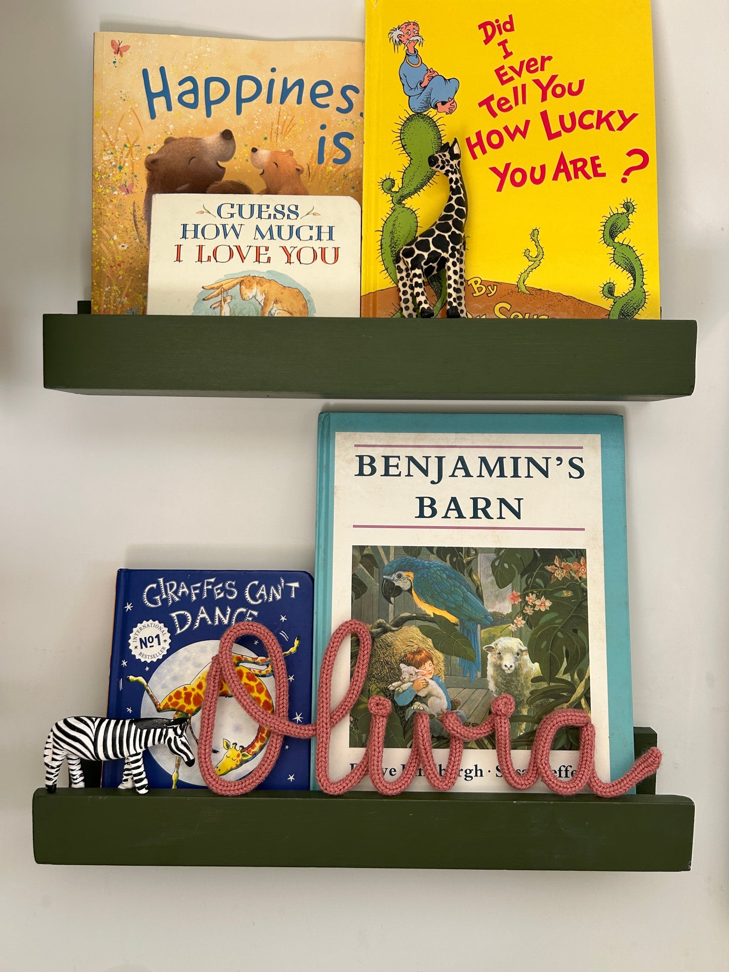 Knitted name wall hanging