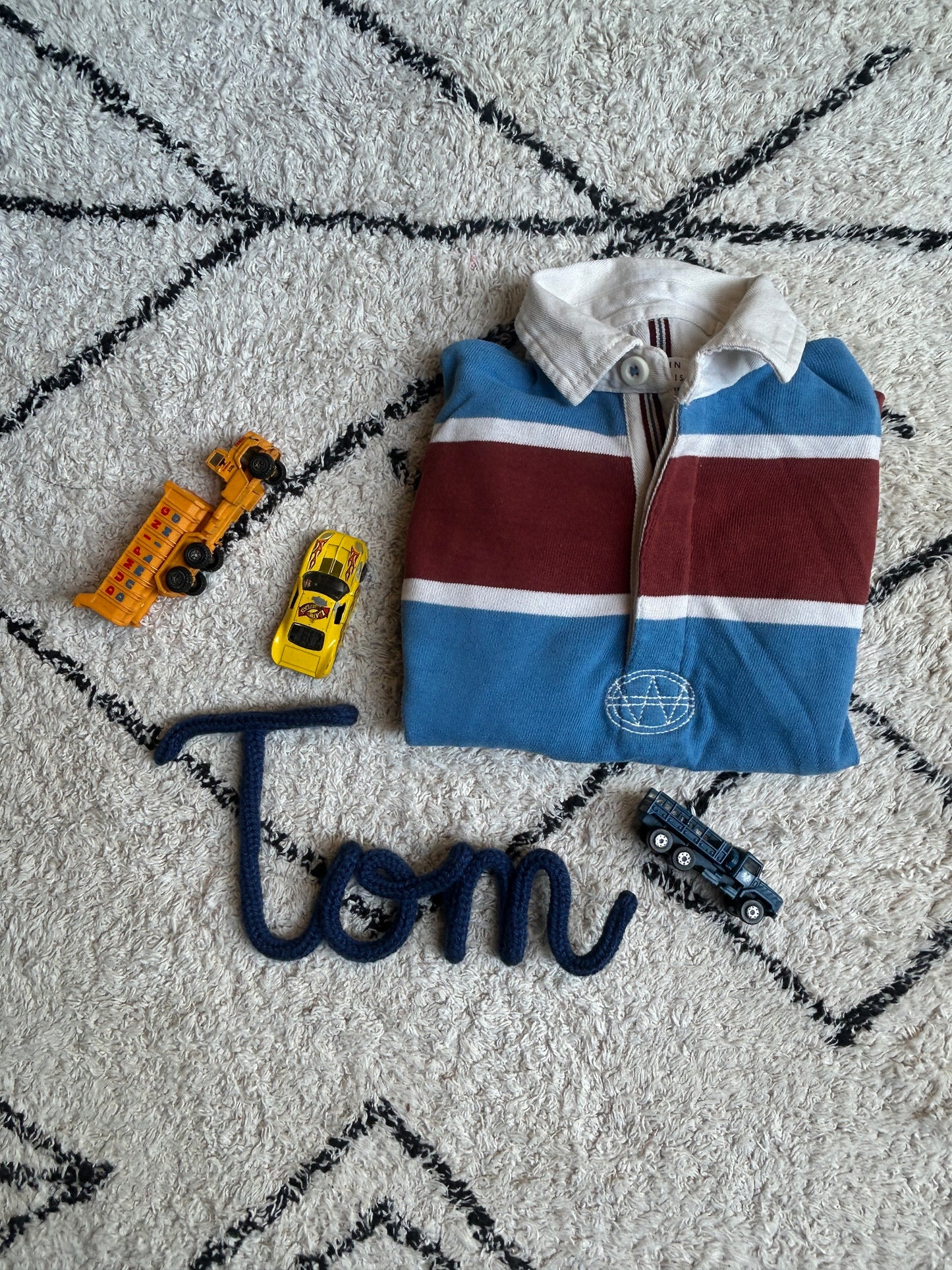 Knitted name wall hanging