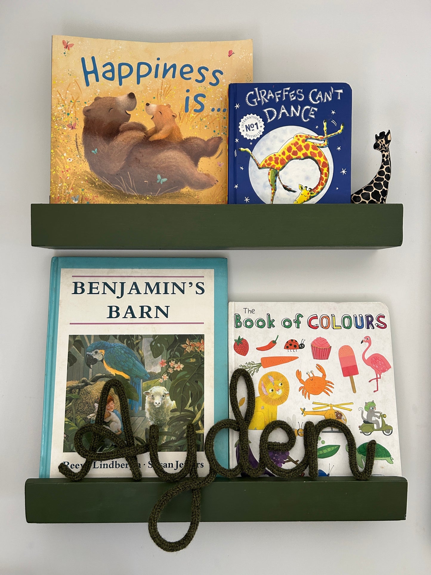 Knitted name wall hanging